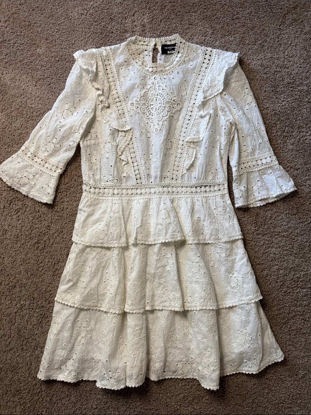 The Kooples White Eyelet Lace Tiered Ruffle Dress
